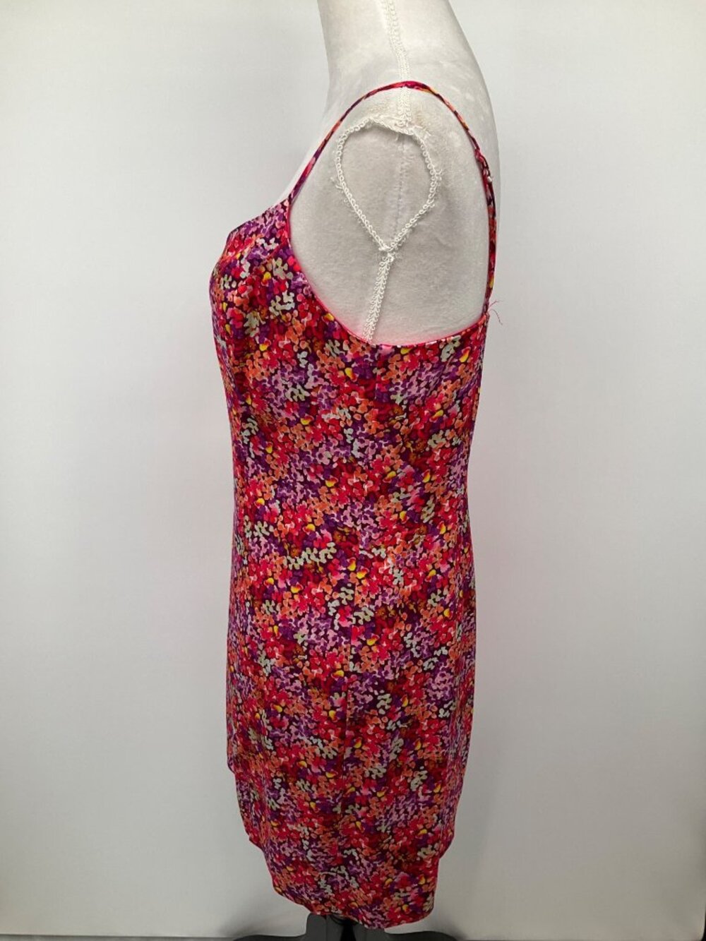 French Connection size 6 Pink Satin Mini Floral Print Slip Dress - Picture 7 of 14